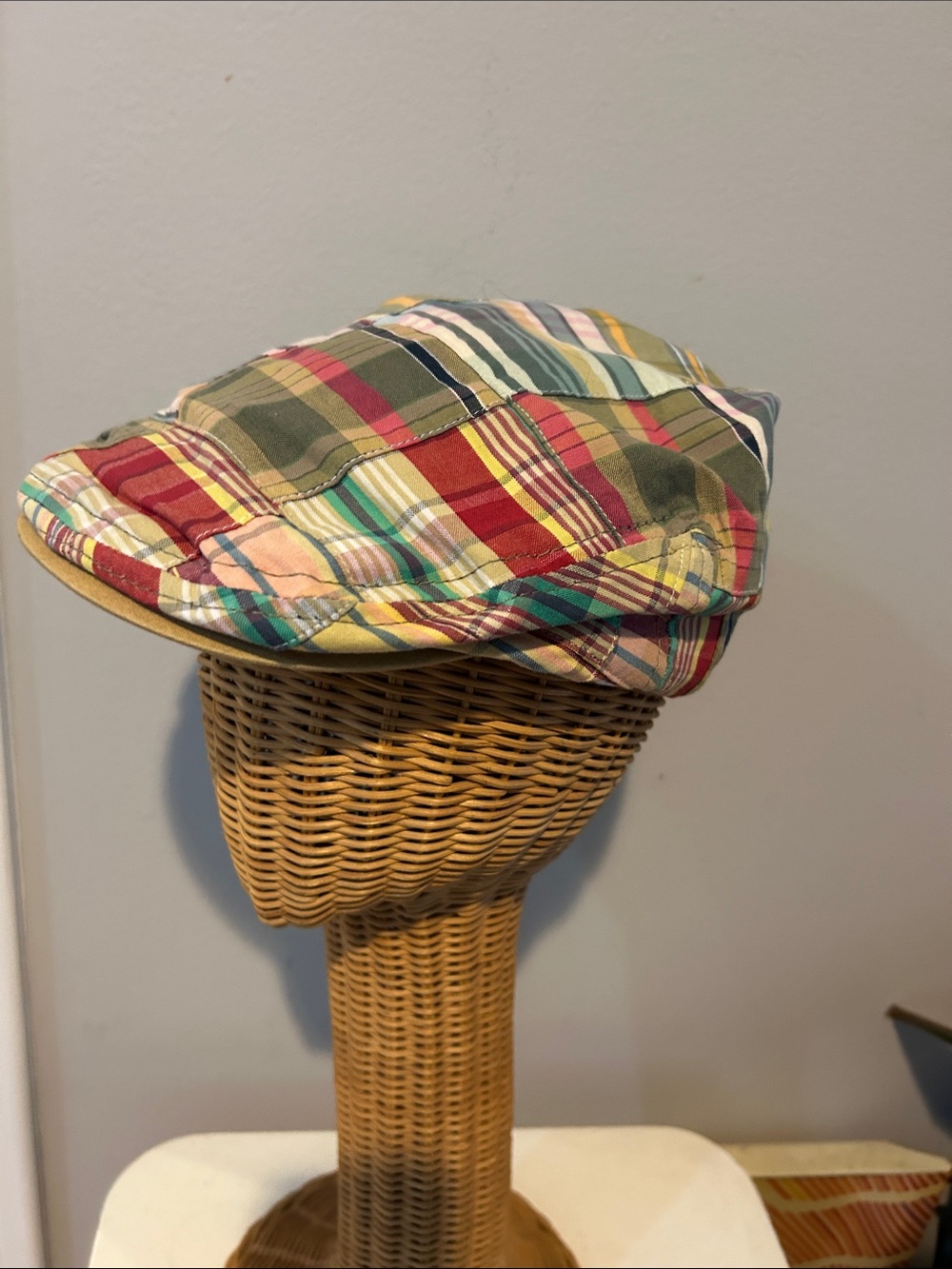 Plaid madras style  Cotton newsboy  Cap Stetson